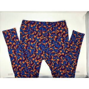 LuLaRoe Blue & Orange‎ Pattern Women's Pullon Leggings Size Tall & Curvy